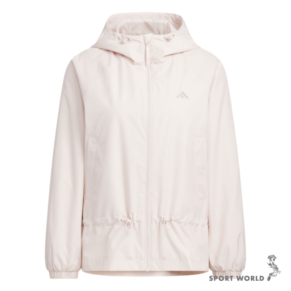Adidas 連帽外套 女裝 防潑水 收腰 刷毛 保暖 粉【運動世界】KS2808
