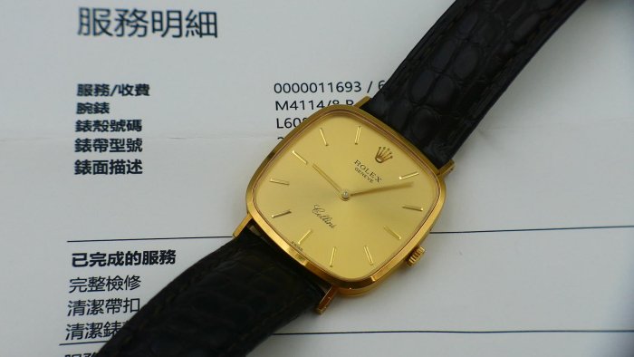 【美好時光】ROLEX最便宜的男款金錶！勞力士4114超薄手上鏈單錶美品勞服保養完成 （ 1803 18038參考）