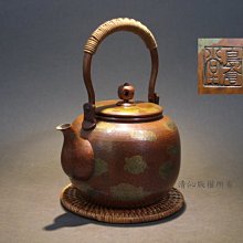 ☆清沁苑☆日本茶道具~鎚打銅器島倉堂宣德色瑬金鎚目銅壺銅瓶~c927