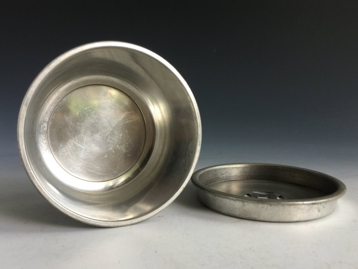 【西】B161 煎茶道具 錫製 建水 锡制水钵建水茶道具纯锡茶洗雕刻锡精品北阳堂出品锡器日本原装