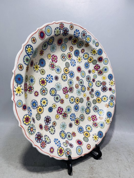 清～粉彩繁花似錦皮球花紋大盤子一0，尺寸如圖87622禦窯、 青花、古玩