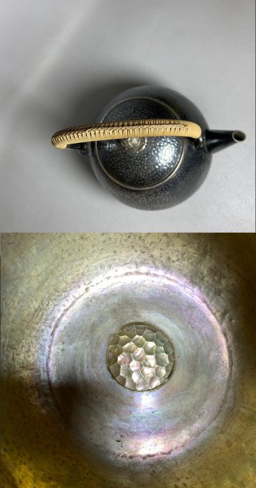 古玩輕鬆拍】古日本時代頂級煎茶道具☆一東齋造落款純銀七寶珠摘槌目梨