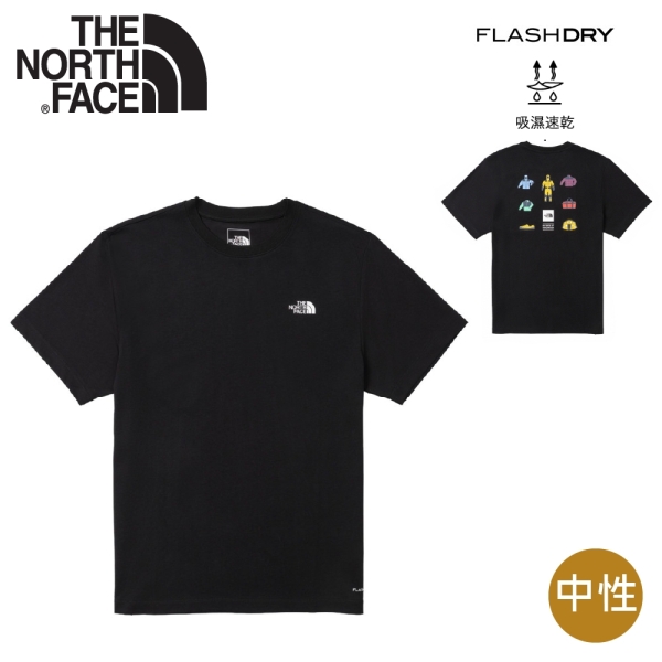 【The North Face 美國 中性 (60週年裝備)排汗快乾短T AP《黑》】8GVU/吸濕排汗/圓領/運動上衣