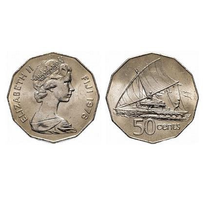 H2Shop】斐濟Fiji 50分50cents 1975年伊麗莎白二世女王風船圖案