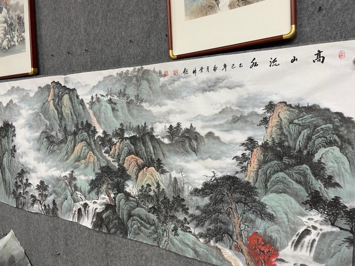 嚴選2025年省美協會員譚兆峰老師力作，180x70公分水墨紙本，