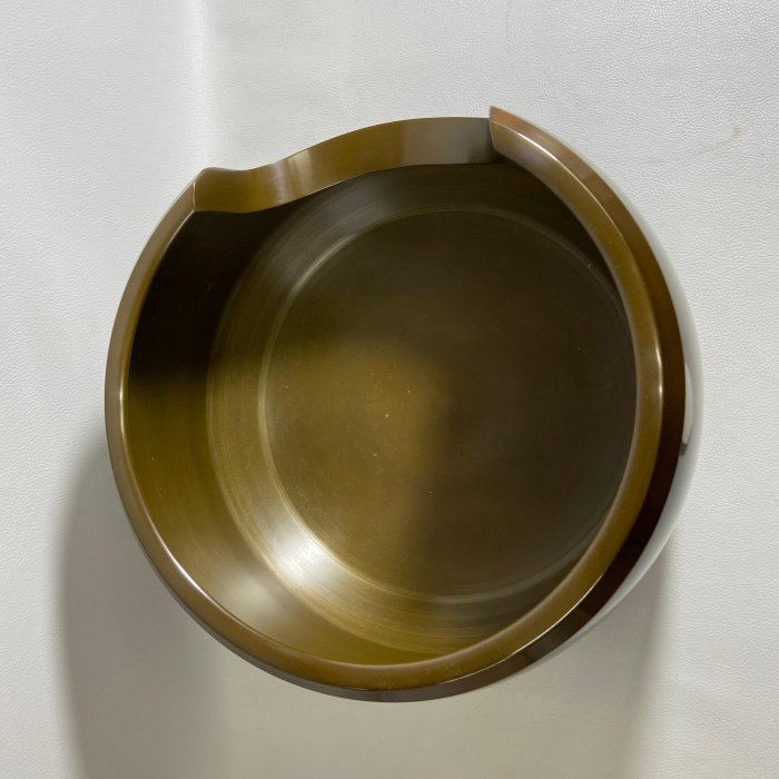 古玩輕鬆拍】老日本傳統工藝作家唐銅風爐師藤井宗喜造唐銅缺口風爐