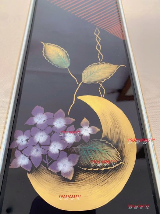 日本中古漆器創作漆器輪島塗富田立山作手彫沈金彩漆繪漆器掛畫原盒原貢