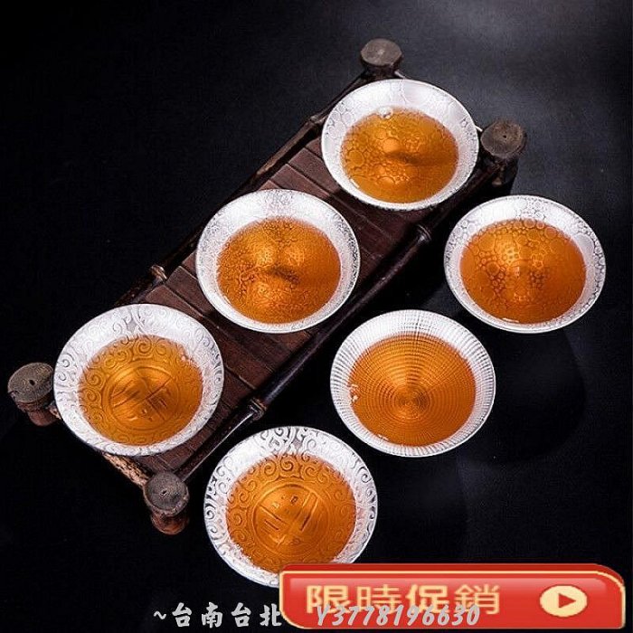 銀杯銀茶杯999純銀手工鎏銀茶杯杯陶瓷品茗杯茶碗鑲銀主人杯禮品~Q0314