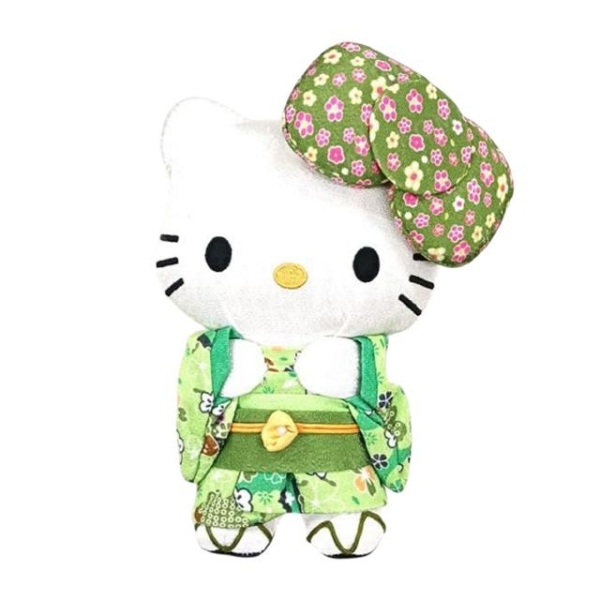 小禮堂 Sanrio 三麗鷗 Hello Kitty 布料玩偶娃娃 M (綠和服款)