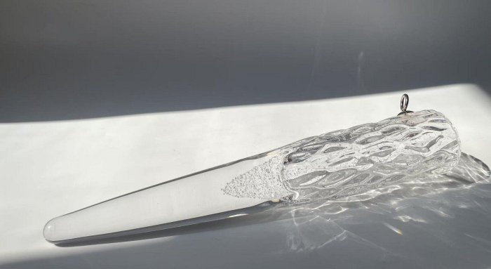 北村真一宇吹硝子花器全新原盒掛花入つらら銀制配件6cm直徑30cm 花道