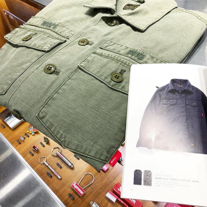 希少M WTAPS 15ss BUDS L/S 01 SHIRTS Navy 16SSJungleUnion