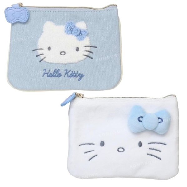 小禮堂 Sanrio 三麗鷗 Hello Kitty 尼龍面紙收納包 (灰藍款)
