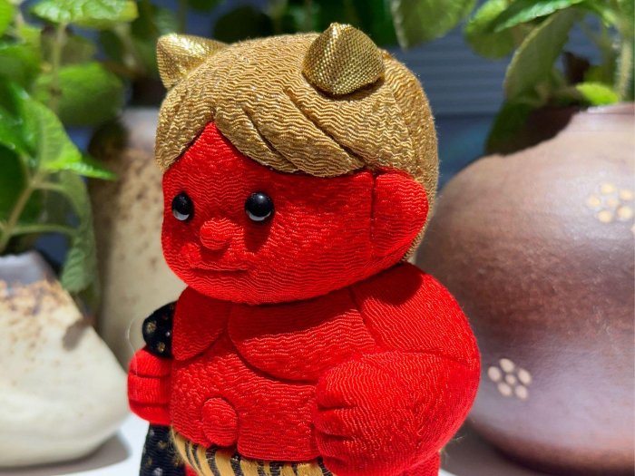 黑頭小羊雜貨小舖*日本zakka~日本製～少見～日本手作和布製可愛赤鬼擺