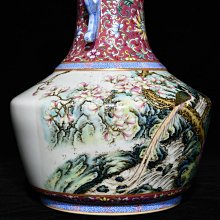 可議價清乾隆粉彩花鳥紋雙耳瓶，高26cm直徑20cm，編號3817634官窯、民