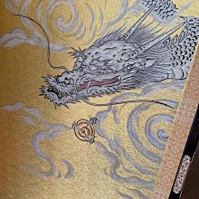 日本金箔屏風，龍虎空白屏風日本中古本御屏風竜虎蒔繪付，新金箔絹目