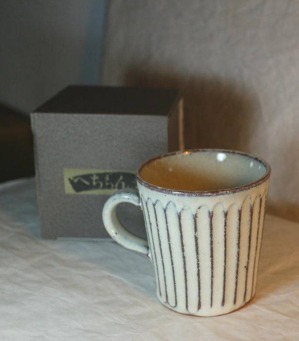 MARUI~信樂窯~3-3333~白釉彫~咖啡杯~馬可杯~330ml~日本製~8.5*9.0cm~超