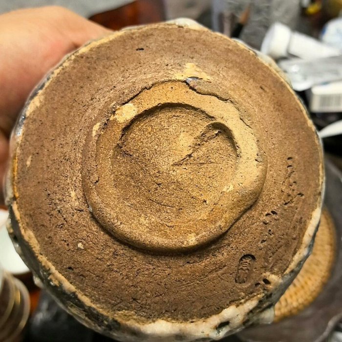 志野燒巨匠【矢野景川】志野茶碗鼠志野日本陶瓷名家矢野景川作品抹茶碗