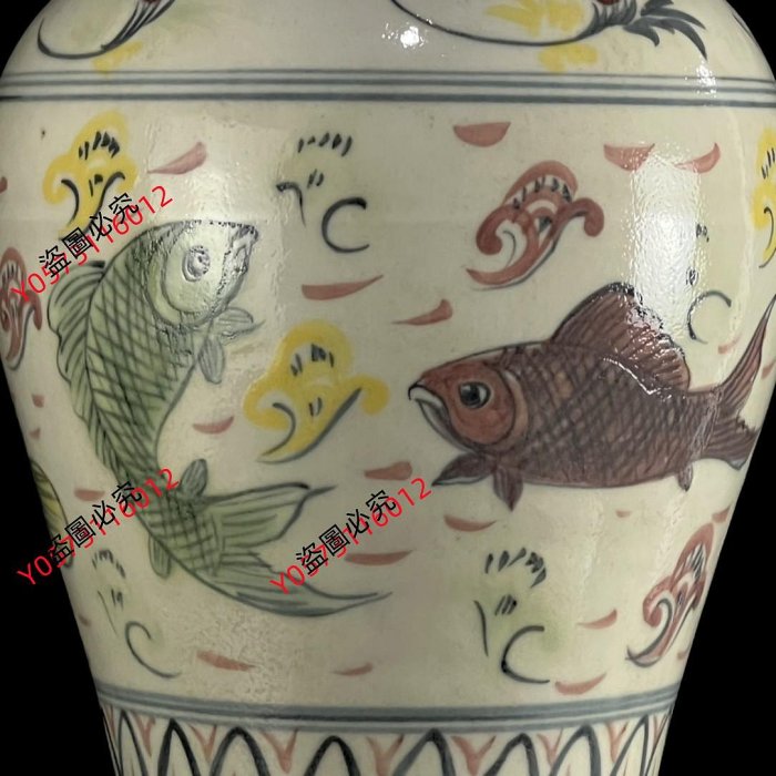 唐五彩魚藻紋梅瓶。。高41*25。DJ98@@5622266古玩收藏擺件| Yahoo拍賣