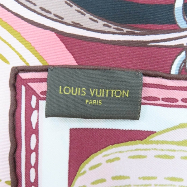 LOUIS VUITTON LV 路易威登酒紅色絲綢方巾90x90 【二手名牌BRAND OFF