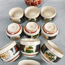 嚴選日本九谷燒茶具組，一壺十杯帶盒裝，赤繪百壽老人圖金韻壺，白瓷