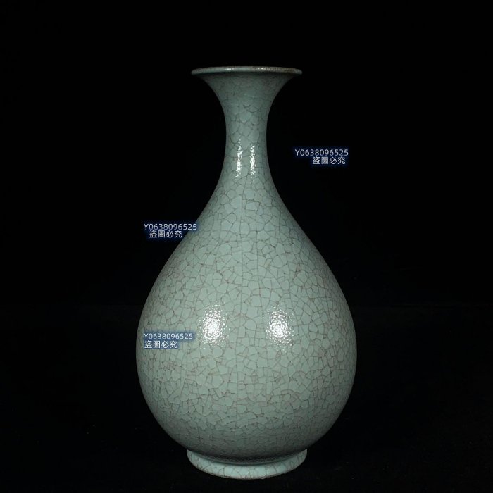 宋汝窯冰裂紋玉壺春瓶，高26直徑14cm，4001379 官窯汝瓷建窯【古雲