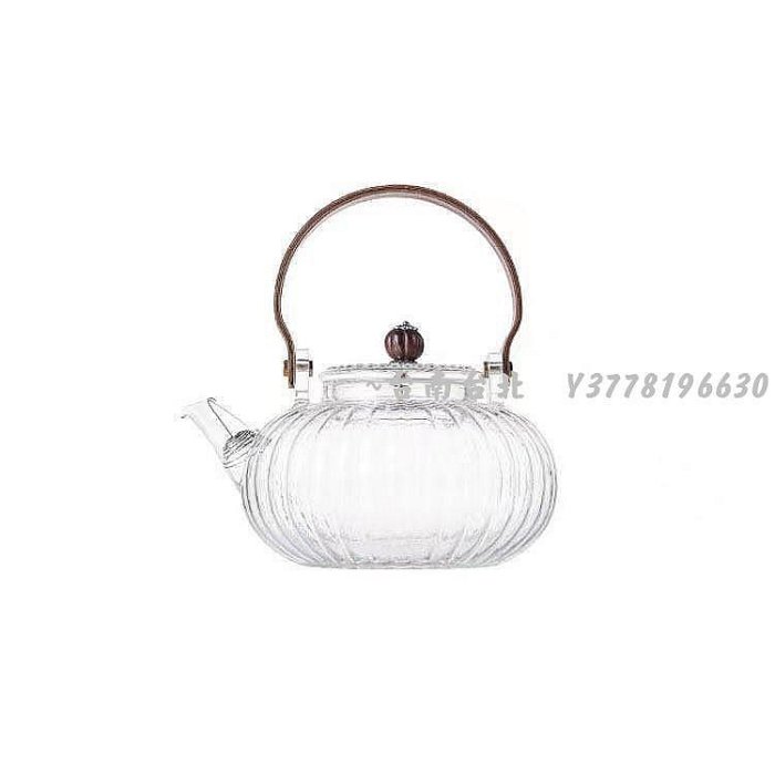 日式條紋菊瓣壺玻璃精選南瓜提梁壺高溫電陶爐燒水壺圍爐煮茶壺套裝