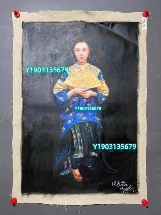 純手描き 油画 人物画 陳逸飛 作品図 中国絵画 約104×74cm 未表装 純手描き 油画 人物画 陳逸飛 作品図 中国絵画 約104×74cm 未表装 純