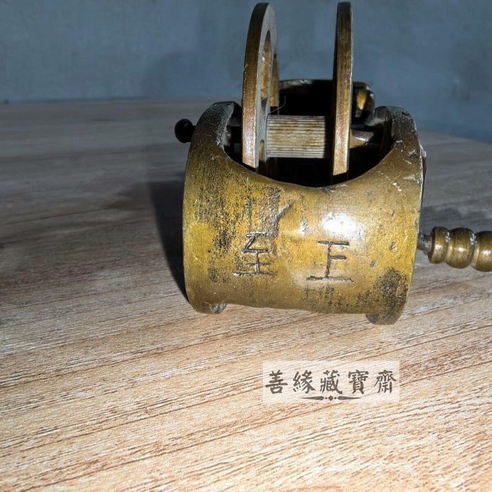 老式銅墨斗十二生肖龍頭造型純銅材質手搖式設計木工畫線工具收藏擺件
