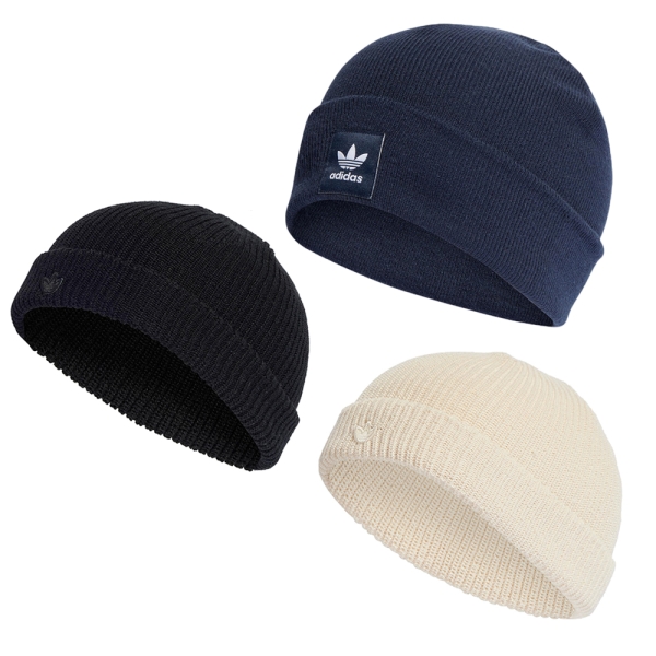 現貨下殺】Adidas 毛帽反折小標深藍/黑/米【運動世界】IL4878/IL8441