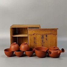 【茶器セット11】三代山田常山　常滑焼　茶器 全新三代山田常山造日本常滑燒朱泥茶具組未使用，附原箱橫手急須茶壺