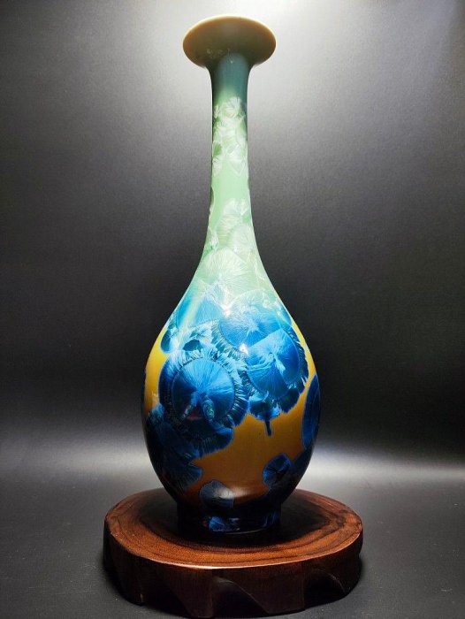 台灣窯-結晶釉高頸花瓶#02(磁器/瓷器/陶器/手工窯/手工/擺飾/器皿/餐盤