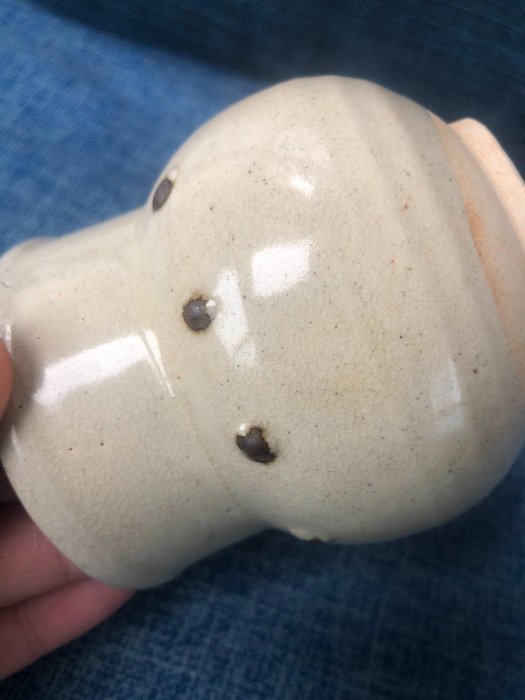 宋朝影青鼓丁瓷罐，高8.5公分口徑7.1公分貼花瓷器磁器收藏唐三彩