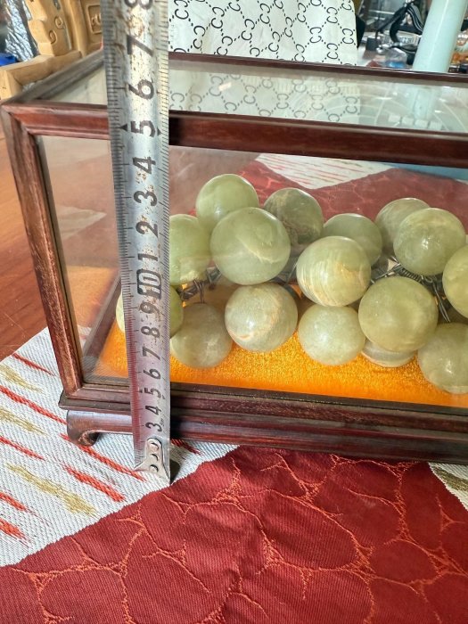 二手】日本回流玉石葡萄擺壽山石葡萄多子多福手把外面酸枝木玻璃