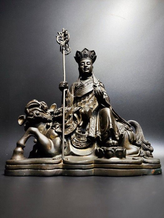 早期純銅大型神尊-獬豸地藏王#06（古董/收藏/銅爐/香爐/銅器/擺飾/珍藏