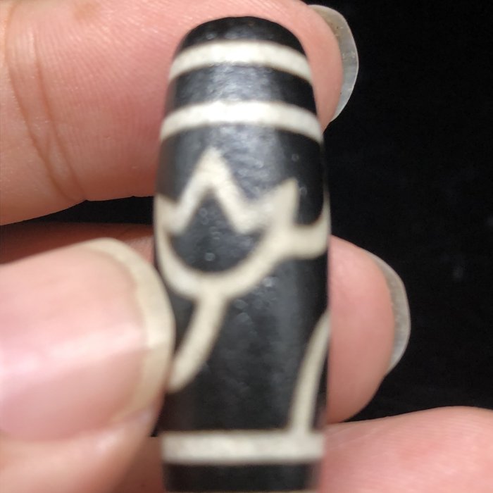 西藏天珠四線蓮花天珠37.5mm 黑瑪瑙特殊滲透工藝黑白分明高品質特價350