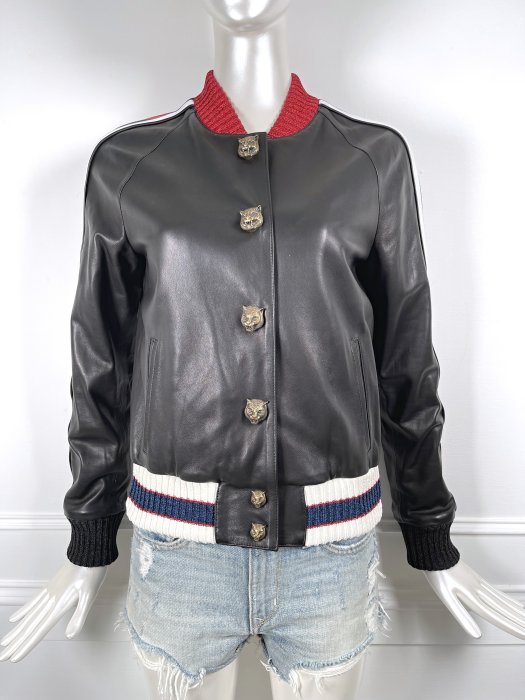 [我是寶琪] GUCCI 黑色虎頭釦Hollywood皮衣