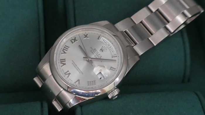【美好時光】破盤零件價出清！ROLEX勞力士18K白金Daydate 118209盒單全美品（ 18238 18239 118238 118239參考）