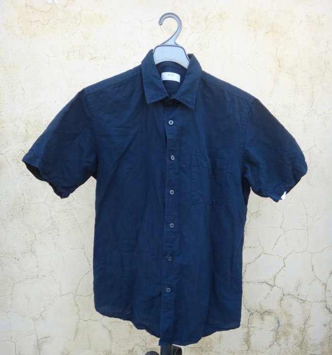 jacob00765100 ~ 正品 Uniqlo 藍色 麻質襯衫 size: L
