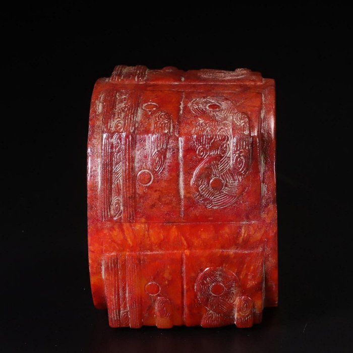 良渚石器玉文化玉琮擺件尺寸：7.5x7.7x6.2cm重438克NO7790 古玉擺件