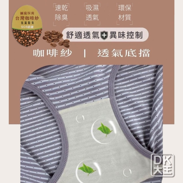 柔色條紋 咖啡紗 女內褲 女三角褲 (6件) 3096 速乾除臭 透氣網孔【DK大王】