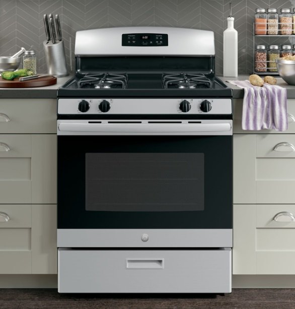 【歡迎殺價-貨到付款】GE爐連烤JGBS60REKSS不銹鋼門板四口瓦斯爐面烤箱(瓦斯)