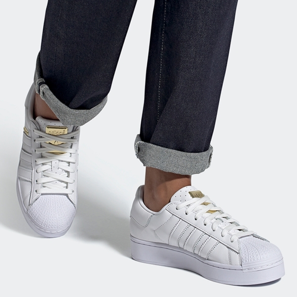 現貨】Adidas SUPERSTAR BOLD 女鞋休閒厚底金標皮革白【運動世界