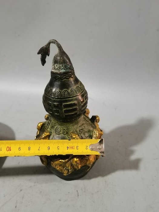紫風做舊八仙葫蘆擺件銅八仙過海鎏金葫蘆桌面客廳工藝品擺件可開蓋