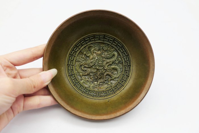 小蔡二手挖寶網) 早期銅雕十二皇帝+雙龍雕工精細銅碗大碗有重量總重量