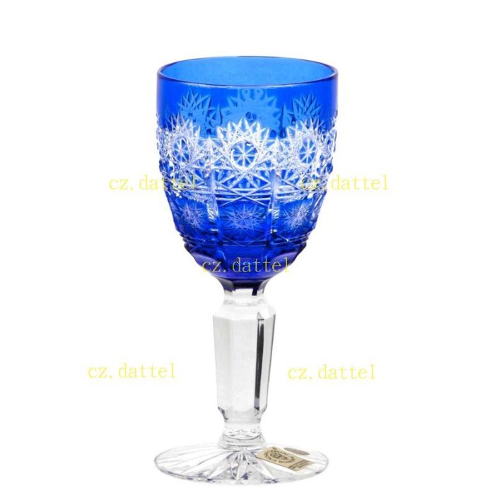 捷克水晶玻璃杯--Flower-blue】一組兩個杯子水晶杯酒杯波希米亞