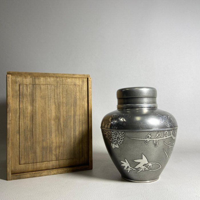 【 乾茂號造 / 茶入 】煎茶道具 セット壺型 錫製 時代物 大阪錫器 乾茂號造 茶道具大阪錫器 乾茂號造/本錫製 茶器揃 ギフト 未