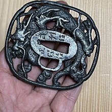 明治時代 前金具 銅 鍍金 龍彫金前金具 目貫 6g（刀装具／腰提／