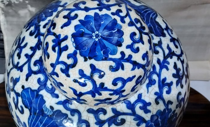 清代哥釉青花纏支蓮紋大罐(已售) | Yahoo拍賣