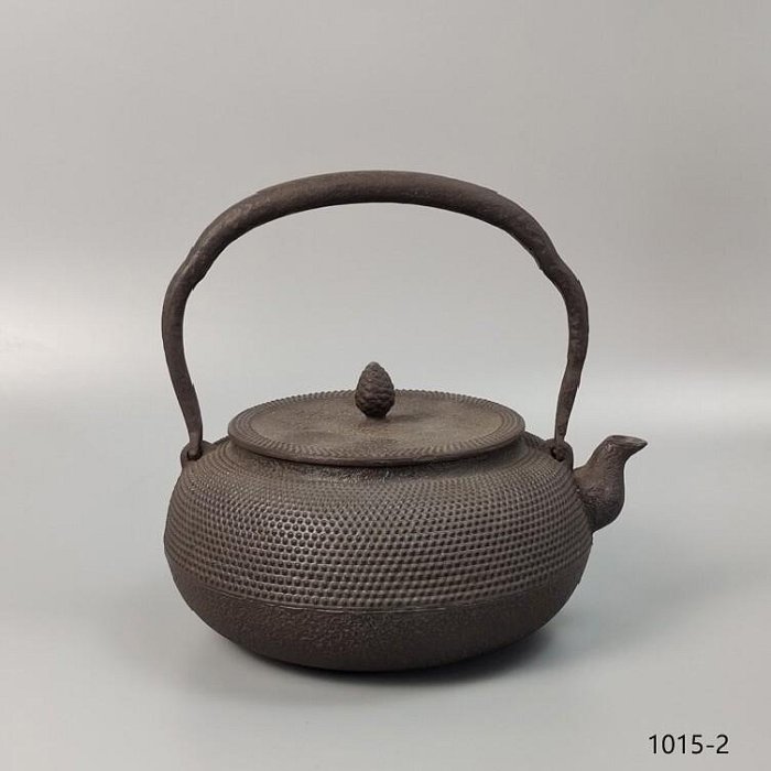 茶道具 南部照光堂造 柚子肌柿紋鉄瓶