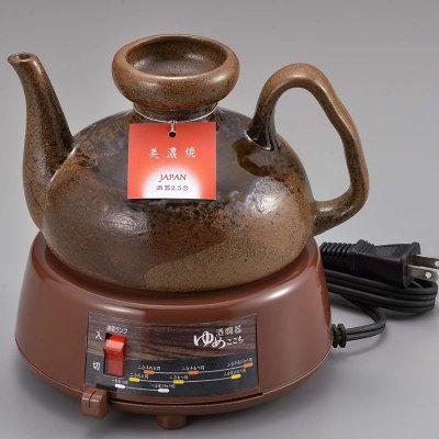 棕色丸山日本製溫酒器酒燗器2.5合日本美濃燒陶器陶瓷壺YDS-25C 450ml